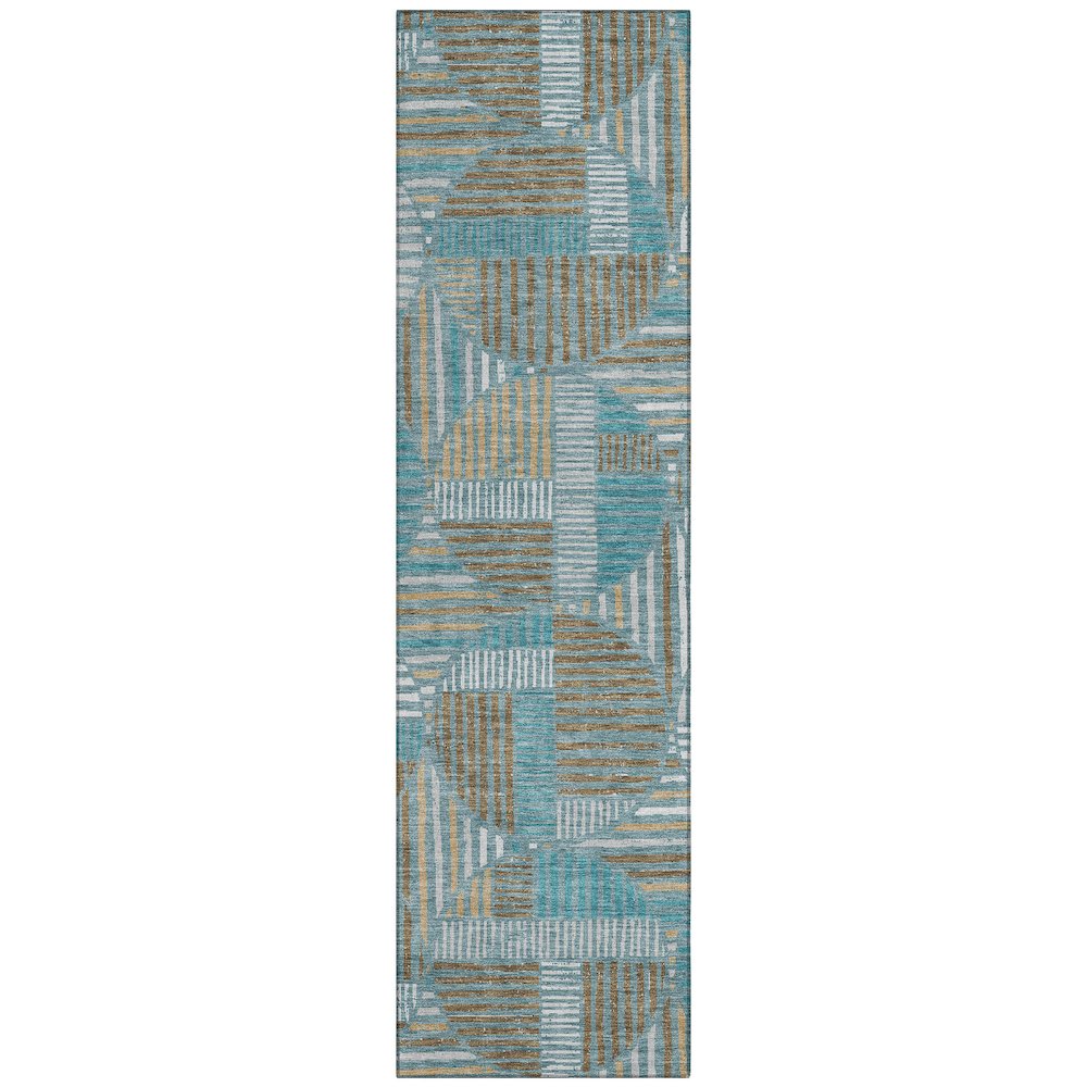 Machine Washable Indoor/Outdoor Chantille ACN2700 Teal 2'3" x 7'6" Runner Rug. Picture 1