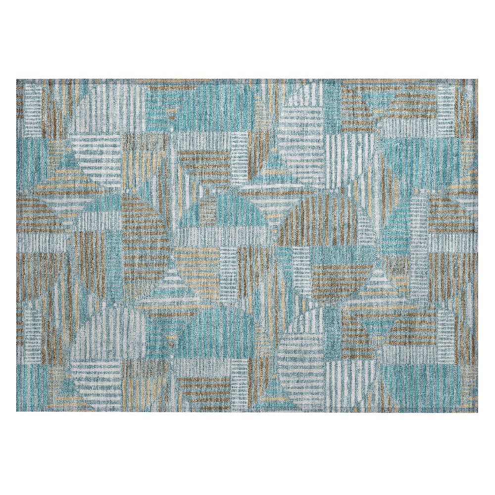 Machine Washable Indoor/Outdoor Chantille ACN2700 Teal 1'8" x 2'6" Rug. Picture 1