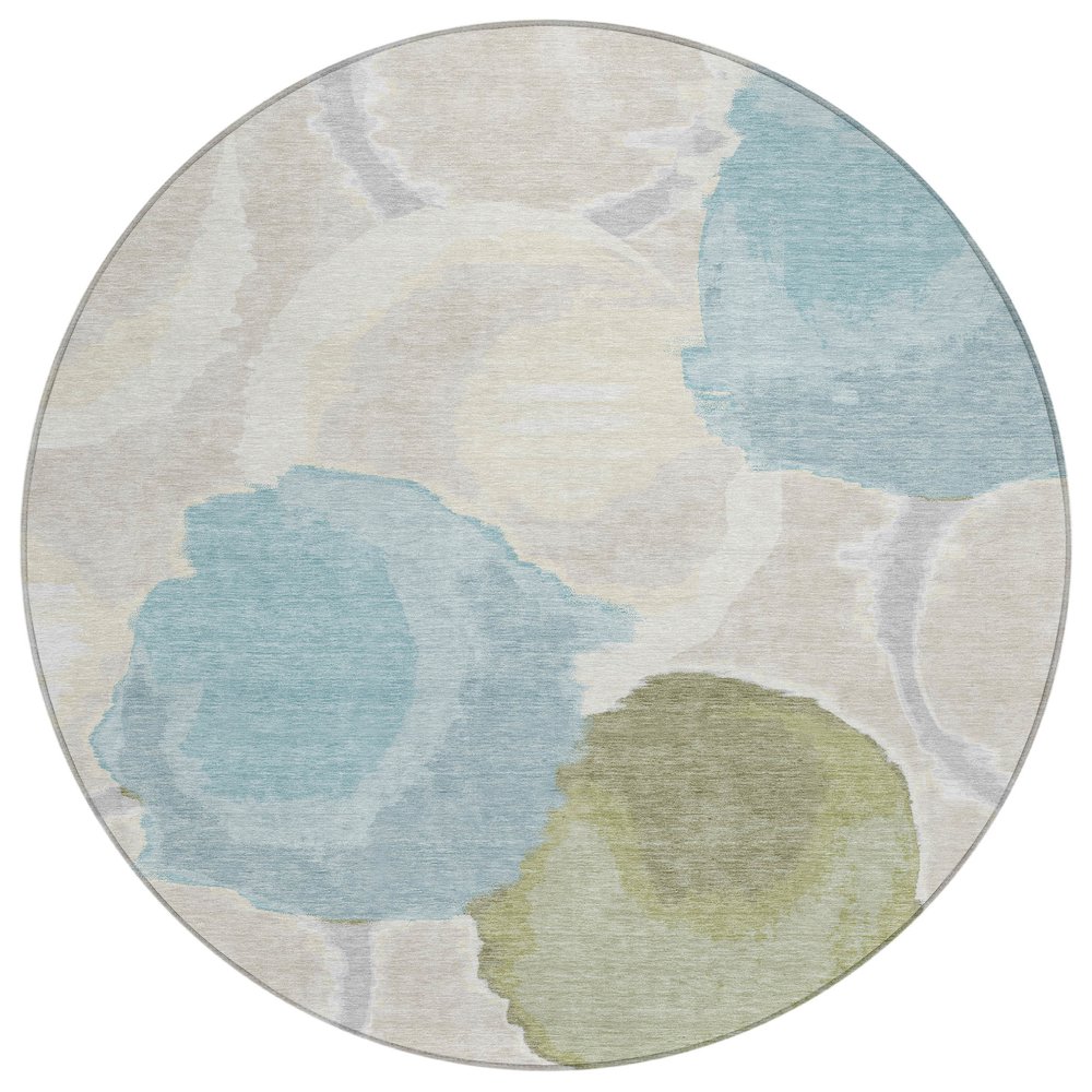 Machine Washable Indoor/Outdoor Chantille ACN2701 Ivory 8' x 8' Round Rug. Picture 1