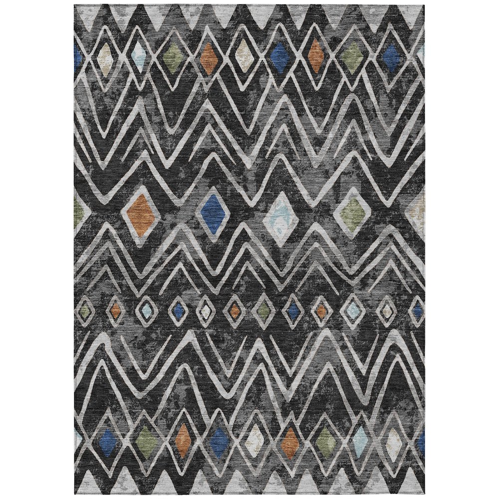 Machine Washable Indoor/Outdoor Chantille ACN2702 Black 2'6" x 3'10" Rug. Picture 1