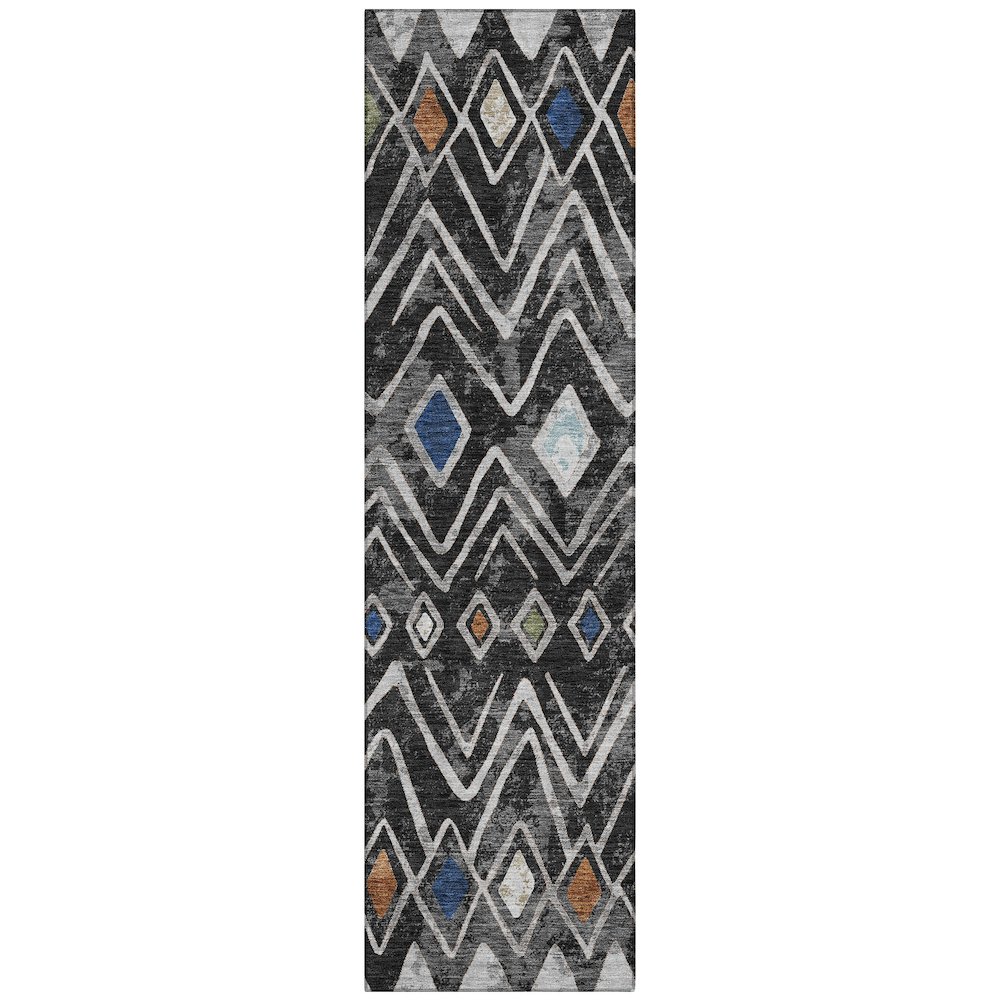 Machine Washable Indoor/Outdoor Chantille ACN2702 Black 2'3" x 7'6" Runner Rug. Picture 1