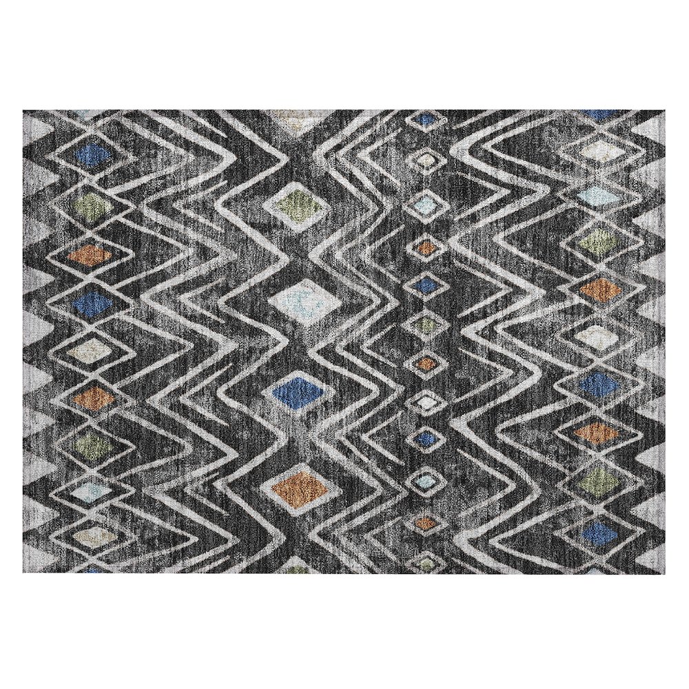Machine Washable Indoor/Outdoor Chantille ACN2702 Black 1'8" x 2'6" Rug. Picture 1