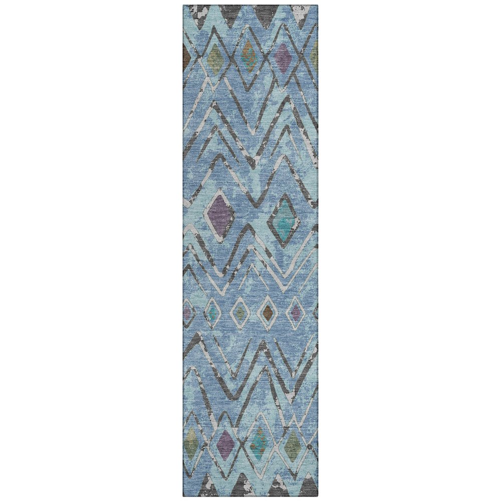 Machine Washable Indoor/Outdoor Chantille ACN2702 Blue 2'3" x 7'6" Runner Rug. Picture 1