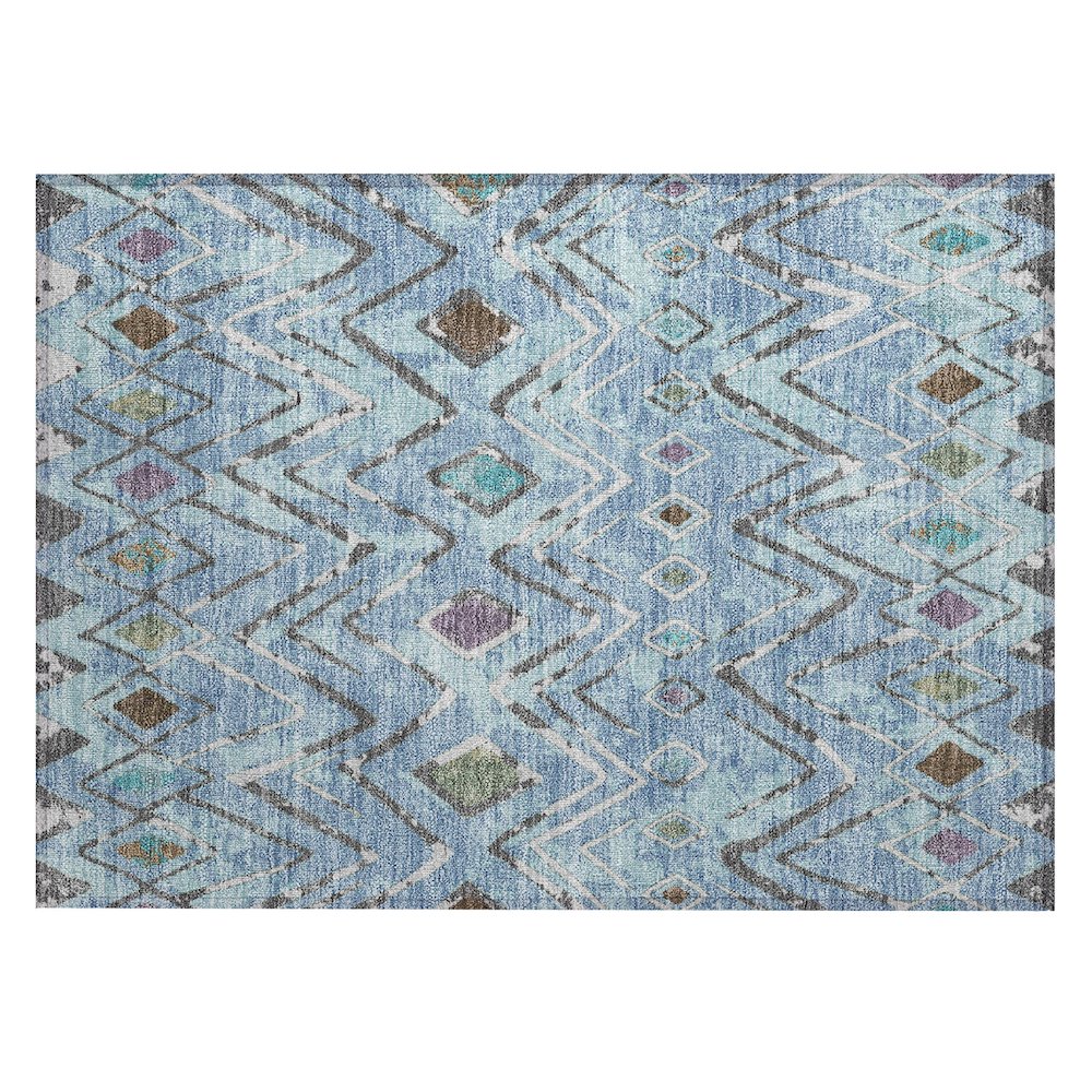 Machine Washable Indoor/Outdoor Chantille ACN2702 Blue 1'8" x 2'6" Rug. Picture 1