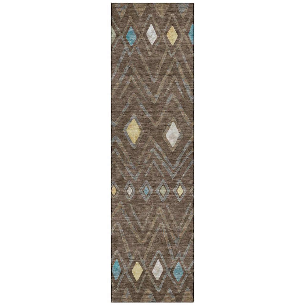 Machine Washable Indoor/Outdoor Chantille ACN2702 Brown 2'3" x 7'6" Runner Rug. Picture 1