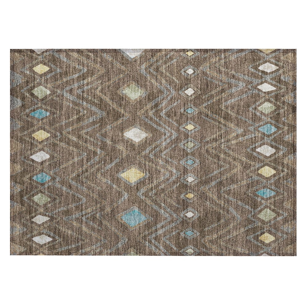 Machine Washable Indoor/Outdoor Chantille ACN2702 Brown 1'8" x 2'6" Rug. Picture 1