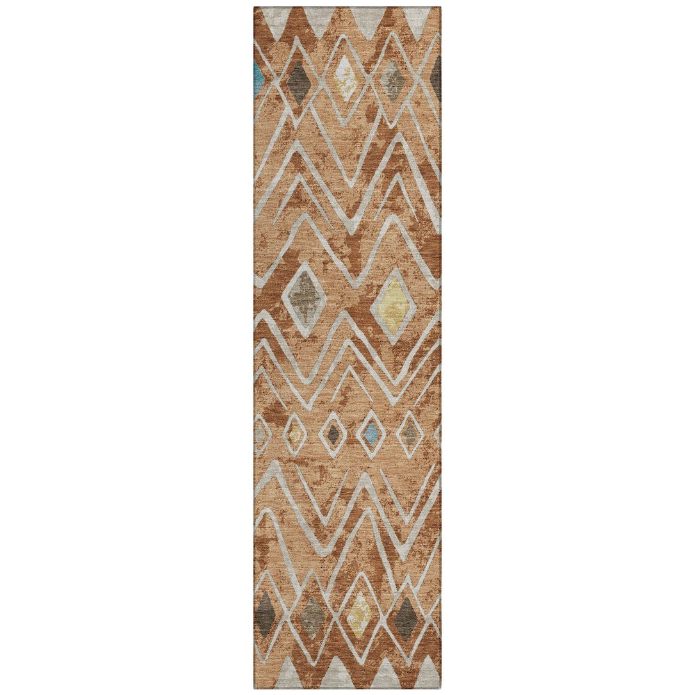 Machine Washable Indoor/Outdoor Chantille ACN2702 Orange 2'3" x 7'6" Runner Rug. Picture 1