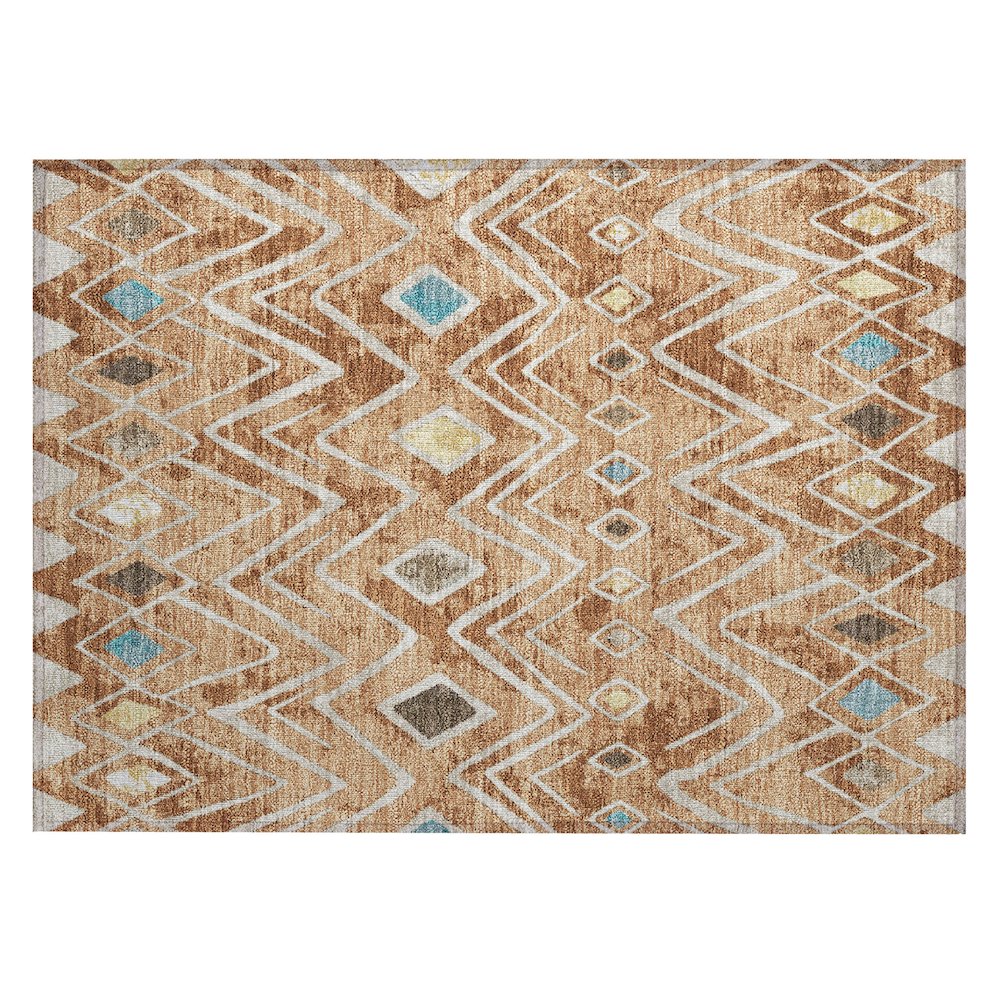 Machine Washable Indoor/Outdoor Chantille ACN2702 Orange 1'8" x 2'6" Rug. Picture 1