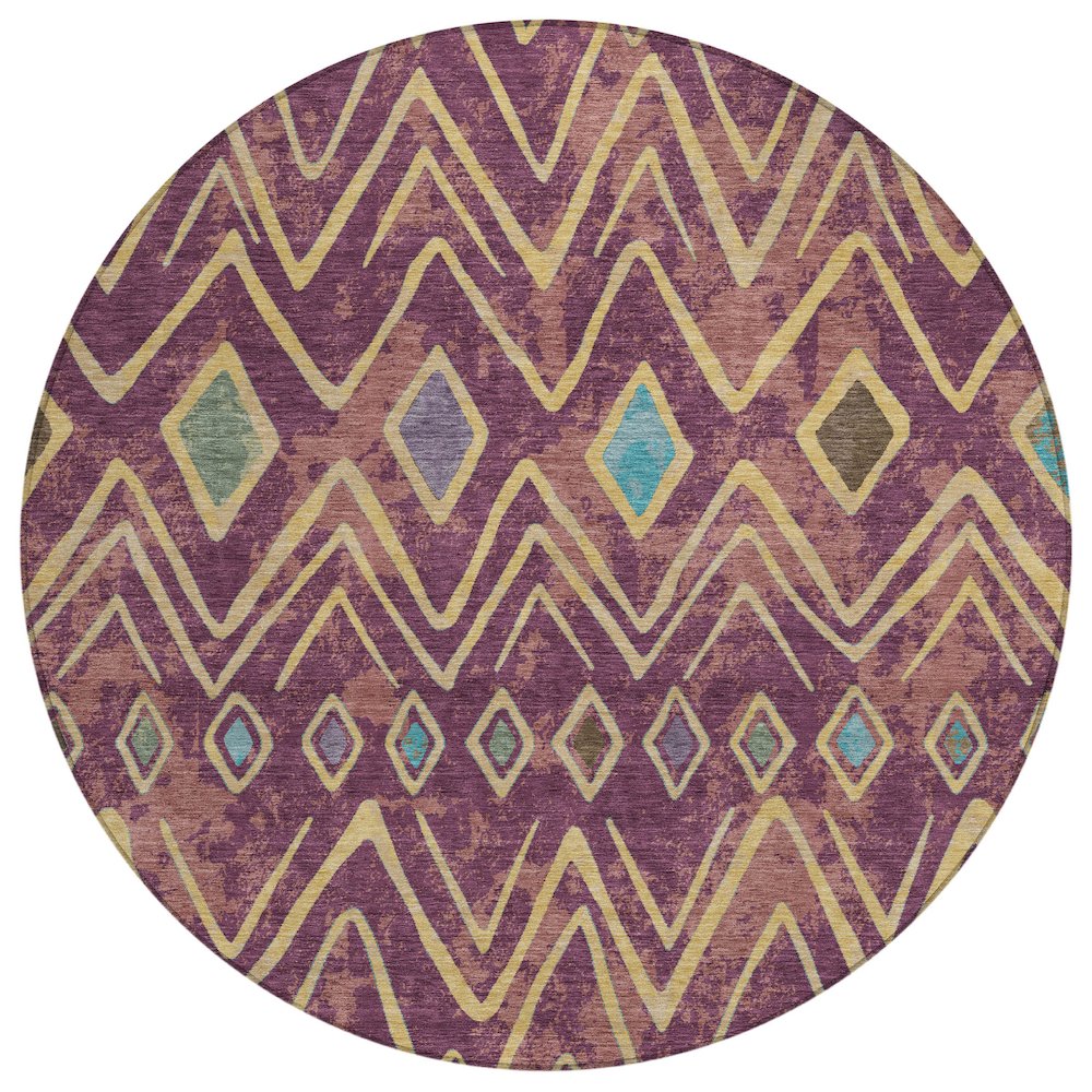 Machine Washable Indoor/Outdoor Chantille ACN2702 Purple 8' x 8' Round Rug. Picture 1