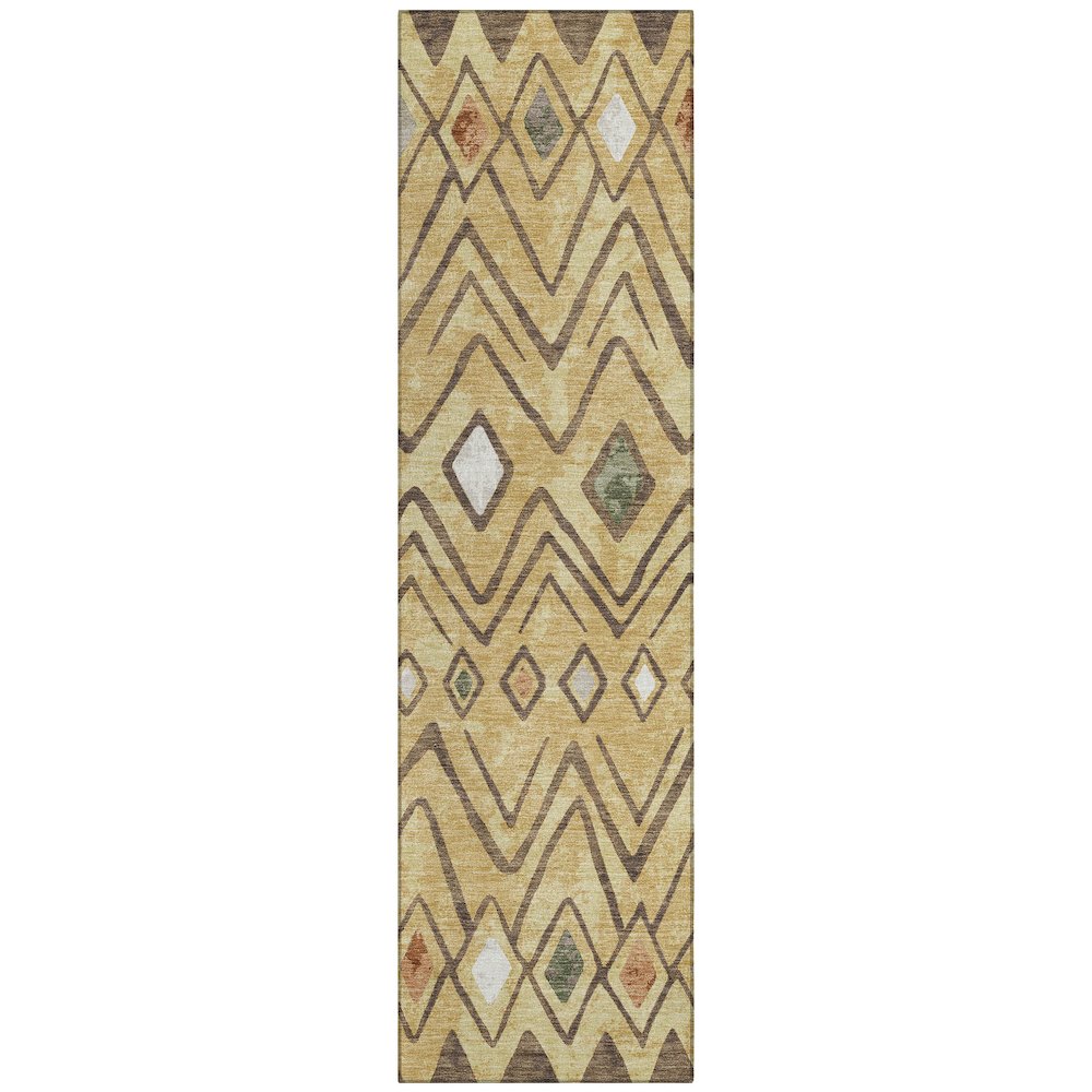 Machine Washable Indoor/Outdoor Chantille ACN2702 Gold 2'3" x 7'6" Runner Rug. Picture 1