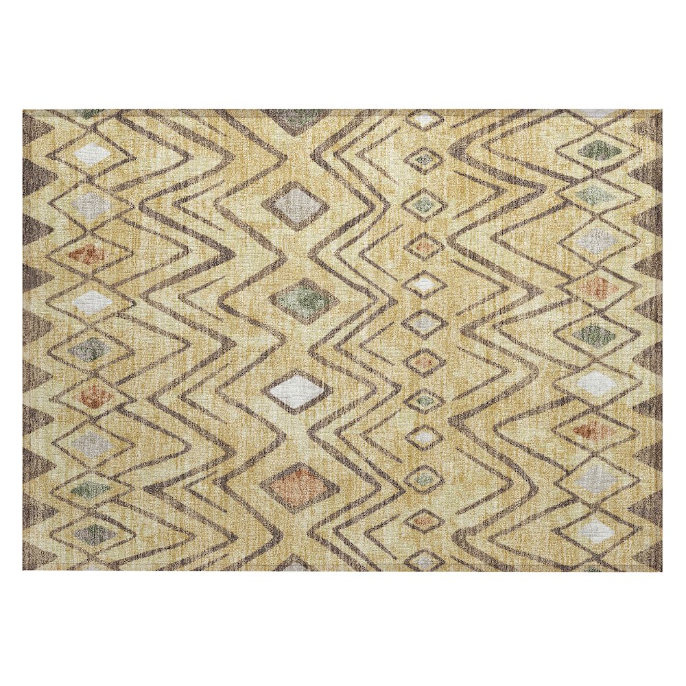 Machine Washable Indoor/Outdoor Chantille ACN2702 Gold 1'8" x 2'6" Rug. Picture 1