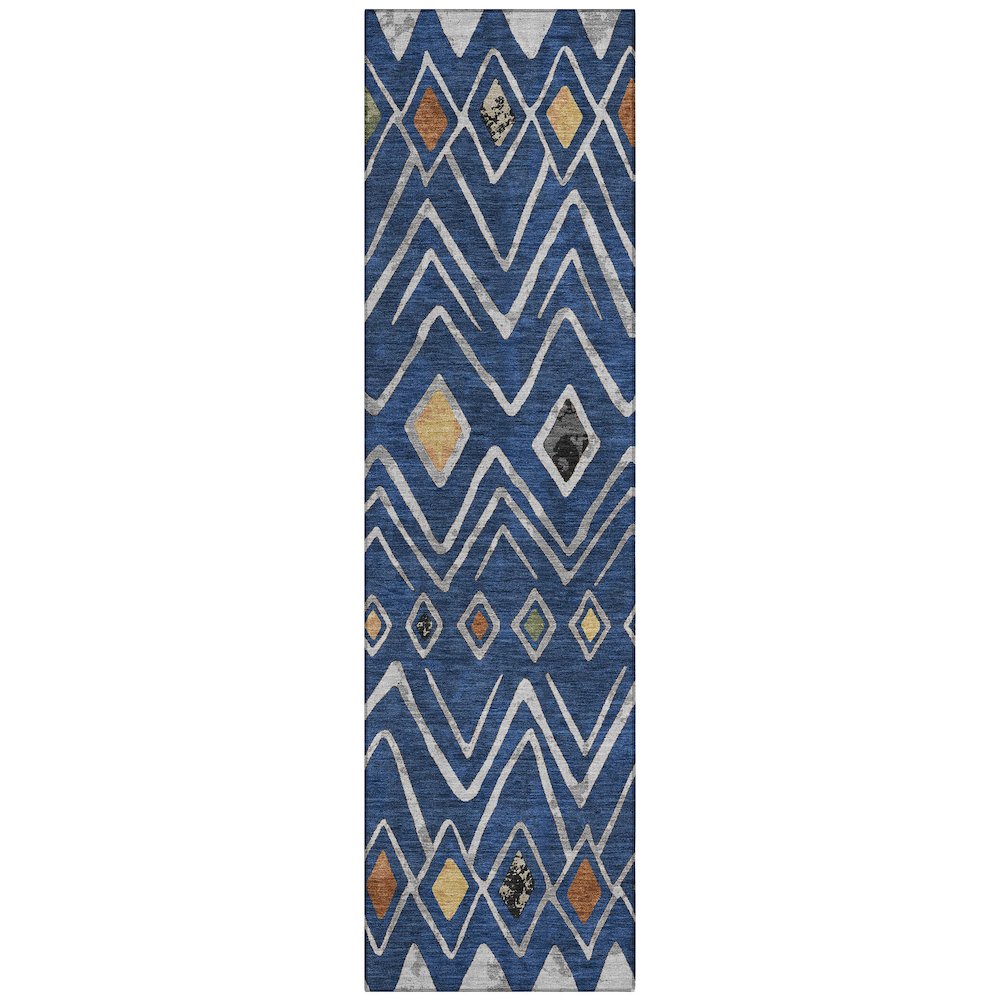 Machine Washable Indoor/Outdoor Chantille ACN2702 Blue 2'3" x 7'6" Runner Rug. Picture 1