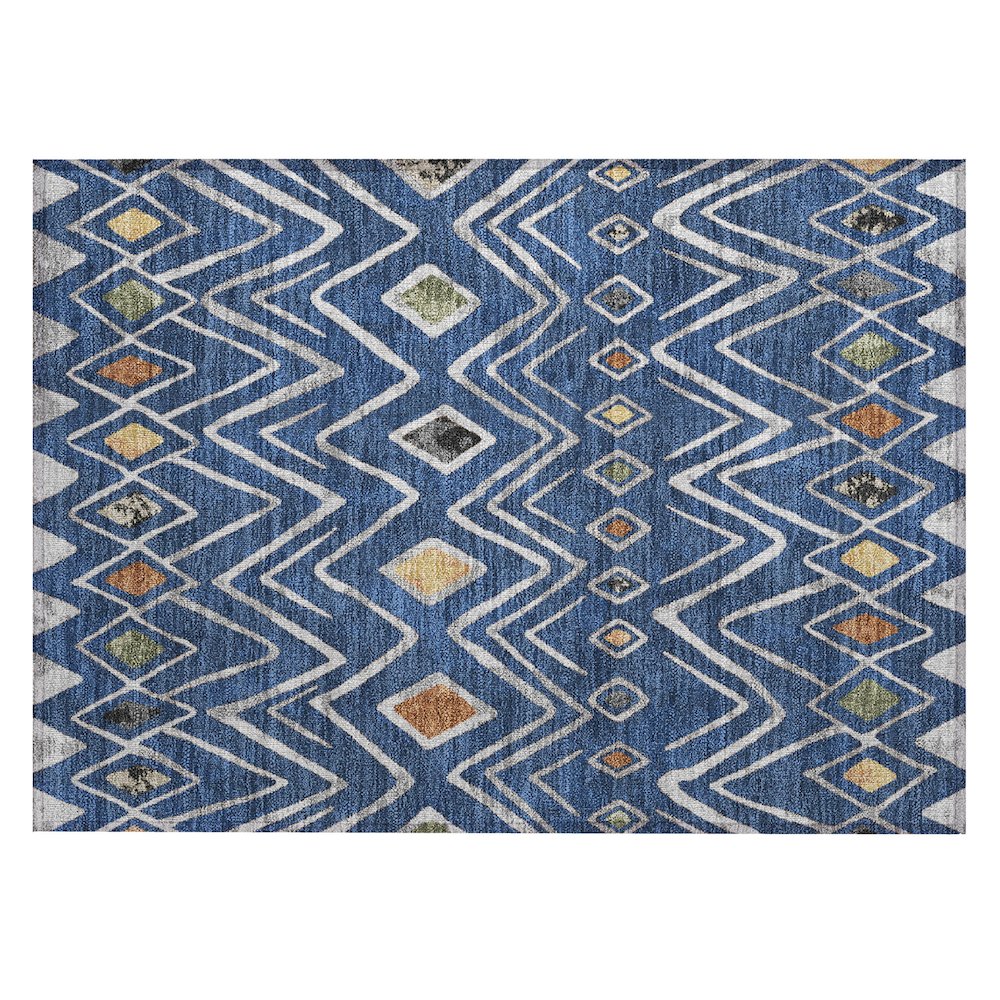 Machine Washable Indoor/Outdoor Chantille ACN2702 Blue 1'8" x 2'6" Rug. Picture 1