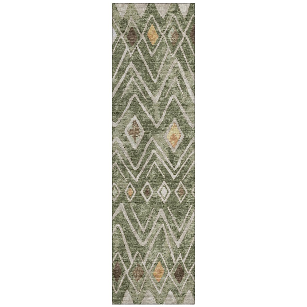 Machine Washable Indoor/Outdoor Chantille ACN2702 Green 2'3" x 7'6" Runner Rug. Picture 1