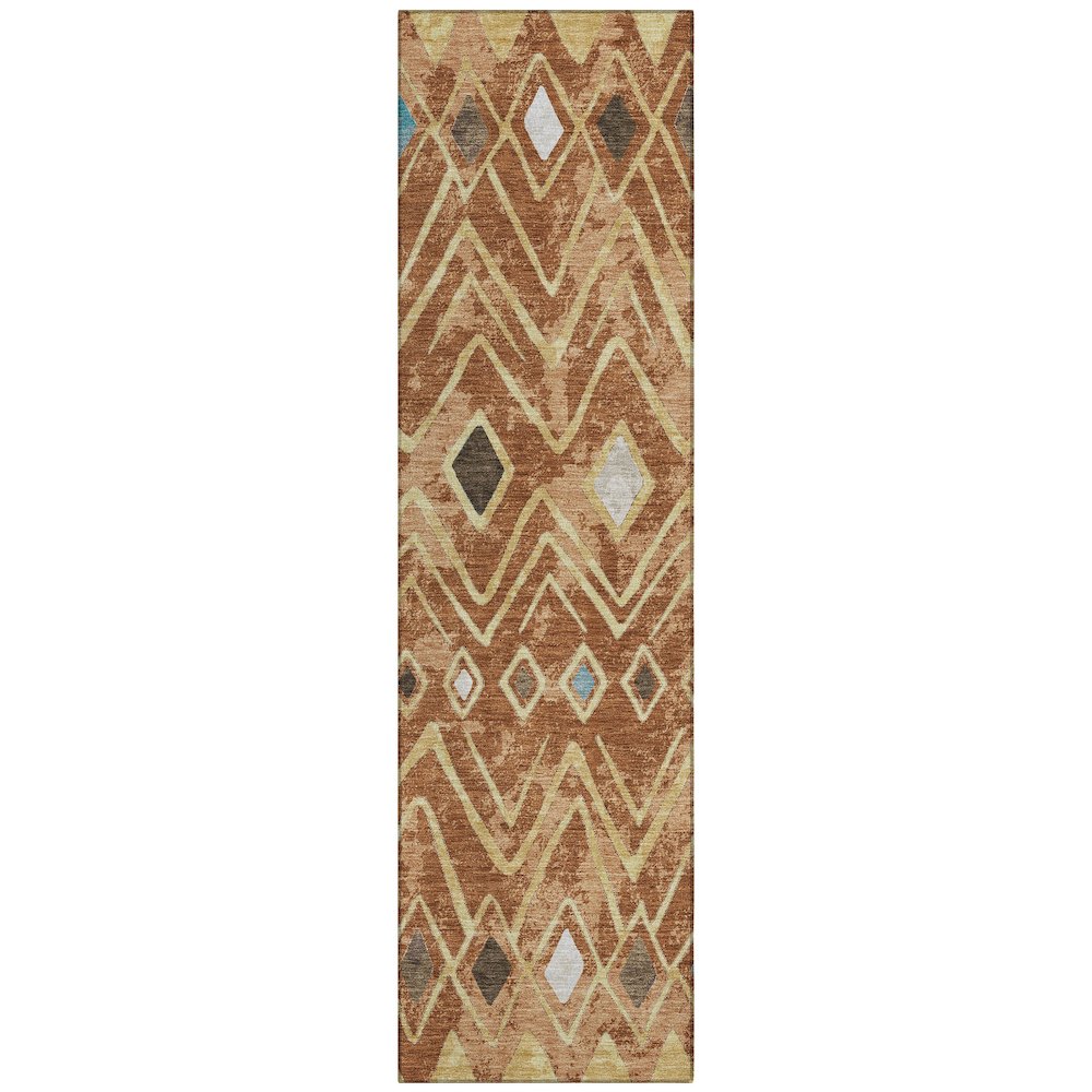 Machine Washable Indoor/Outdoor Chantille ACN2702 Orange 2'3" x 7'6" Runner Rug. Picture 1
