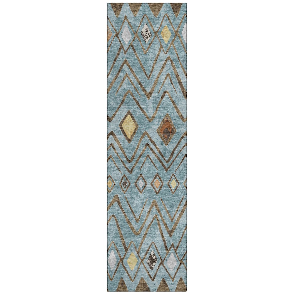 Machine Washable Indoor/Outdoor Chantille ACN2702 Teal 2'3" x 7'6" Runner Rug. Picture 1