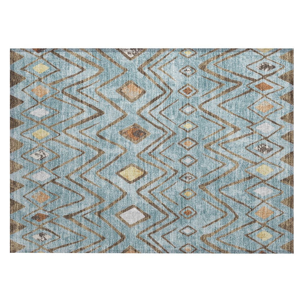 Machine Washable Indoor/Outdoor Chantille ACN2702 Teal 1'8" x 2'6" Rug. Picture 1