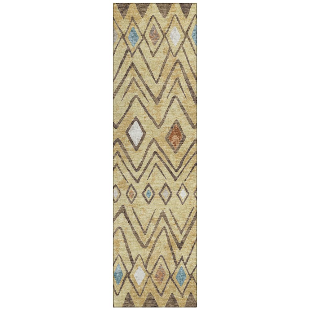 Machine Washable Indoor/Outdoor Chantille ACN2702 Gold 2'3" x 7'6" Runner Rug. Picture 1