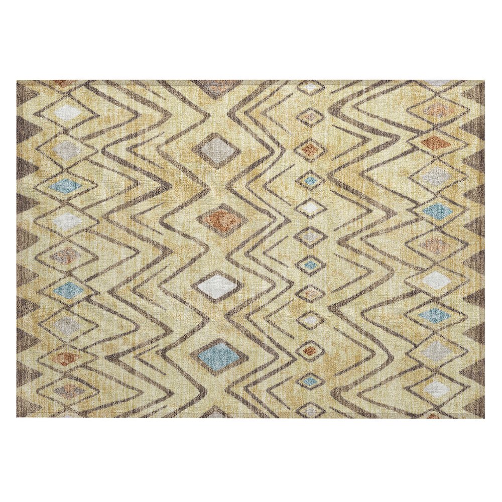 Machine Washable Indoor/Outdoor Chantille ACN2702 Gold 1'8" x 2'6" Rug. Picture 1