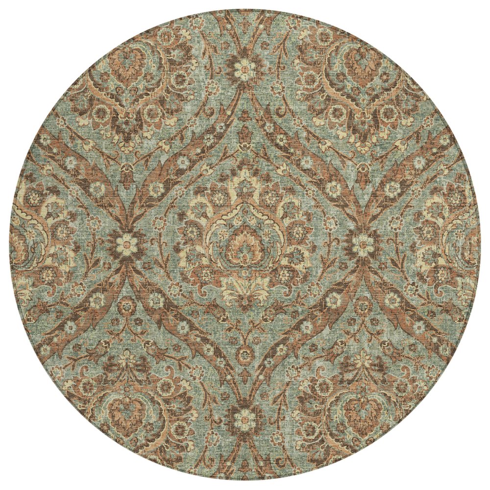 Machine Washable Indoor/Outdoor Chantille ACN2703 Green 8' x 8' Round Rug. Picture 1