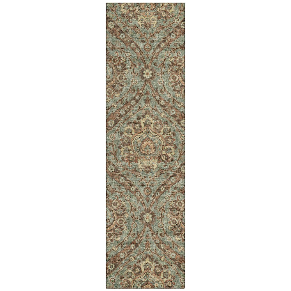 Machine Washable Indoor/Outdoor Chantille ACN2703 Green 2'3" x 7'6" Runner Rug. Picture 1