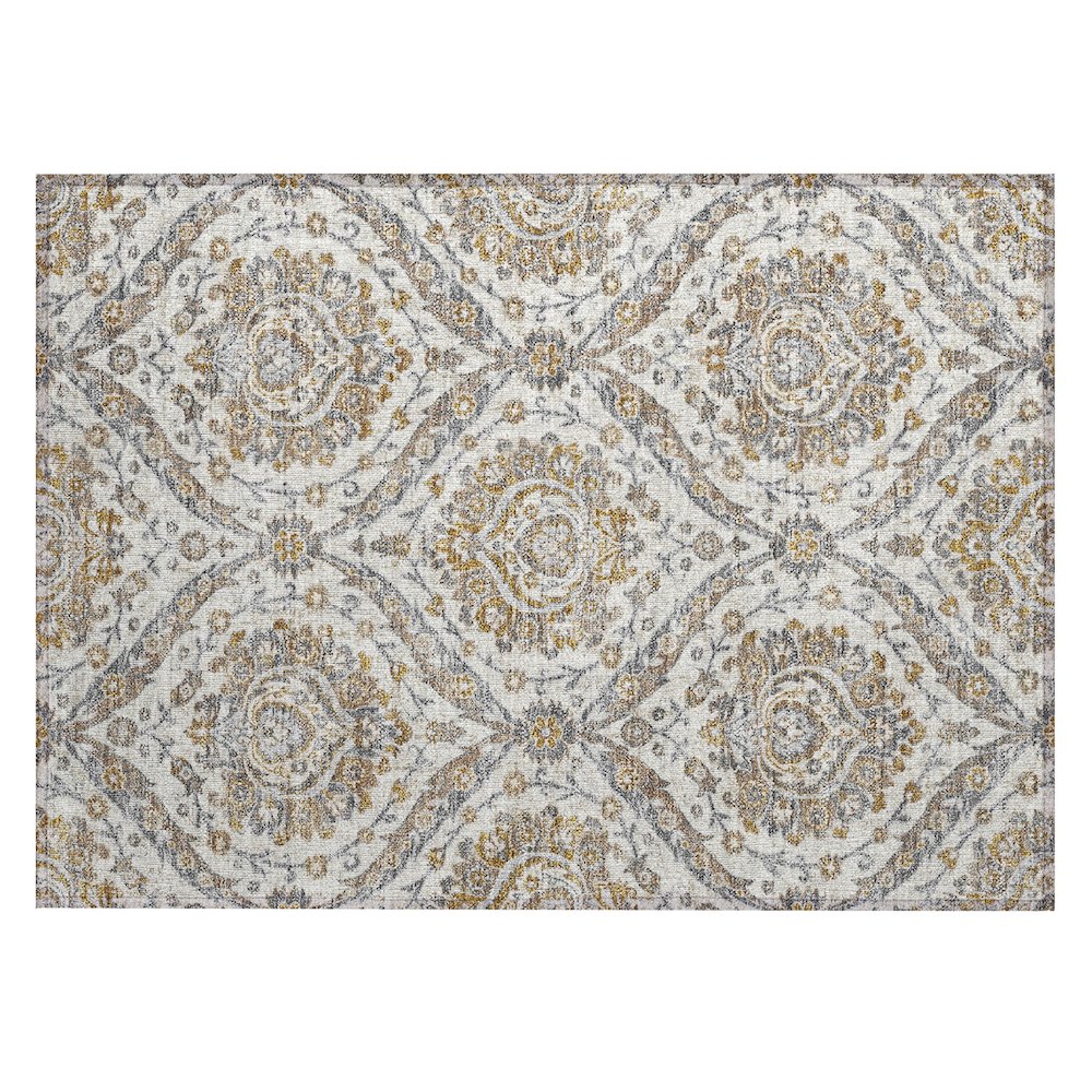 Machine Washable Indoor/Outdoor Chantille ACN2703 Brown 1'8" x 2'6" Rug. Picture 1