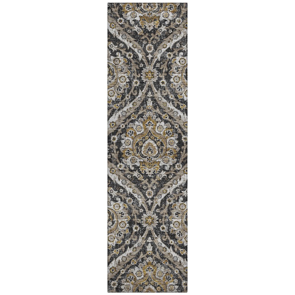 Machine Washable Indoor/Outdoor Chantille ACN2703 Black 2'3" x 7'6" Runner Rug. Picture 1