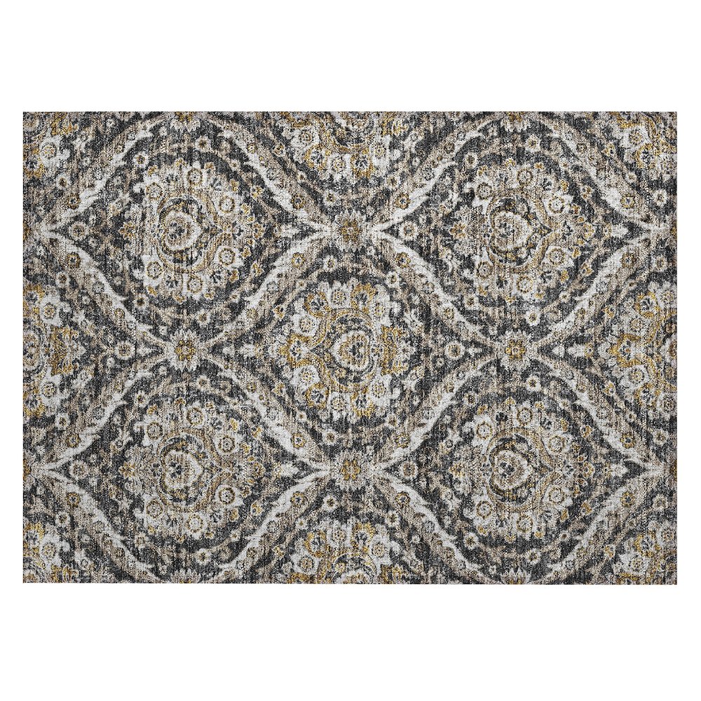 Machine Washable Indoor/Outdoor Chantille ACN2703 Black 1'8" x 2'6" Rug. Picture 1