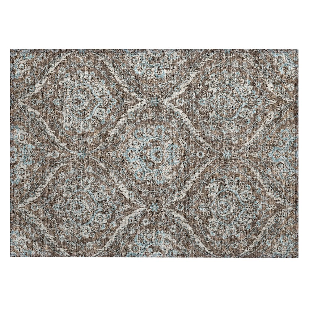 Machine Washable Indoor/Outdoor Chantille ACN2703 Brown 1'8" x 2'6" Rug. Picture 1