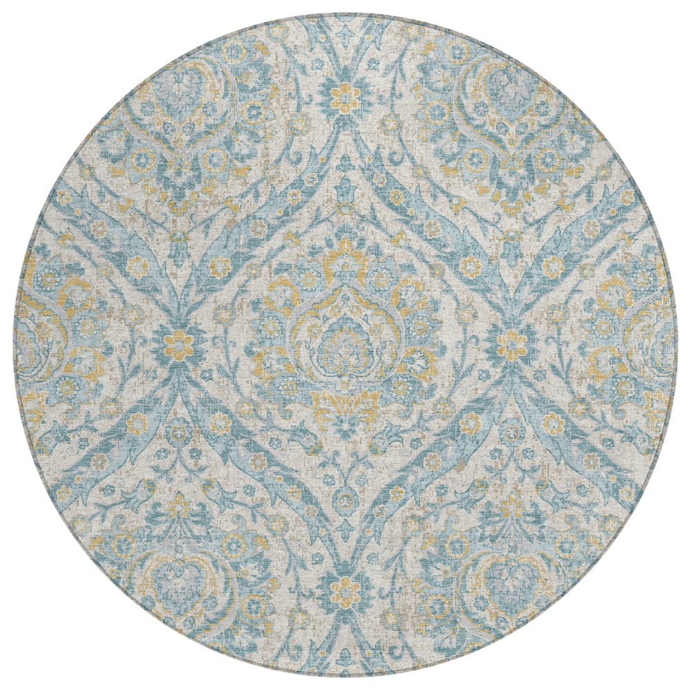 Machine Washable Indoor/Outdoor Chantille ACN2703 Ivory 8' x 8' Round Rug. Picture 1