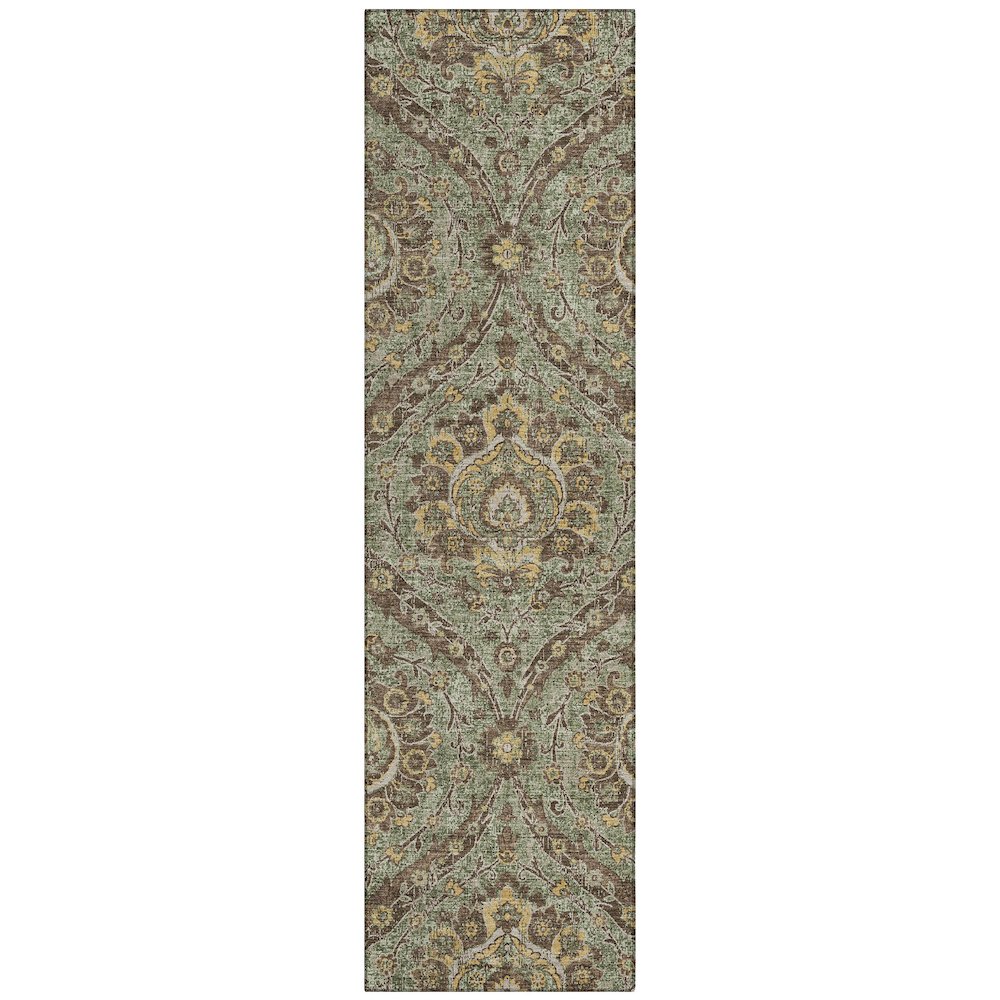 Machine Washable Indoor/Outdoor Chantille ACN2703 Green 2'3" x 7'6" Runner Rug. Picture 1