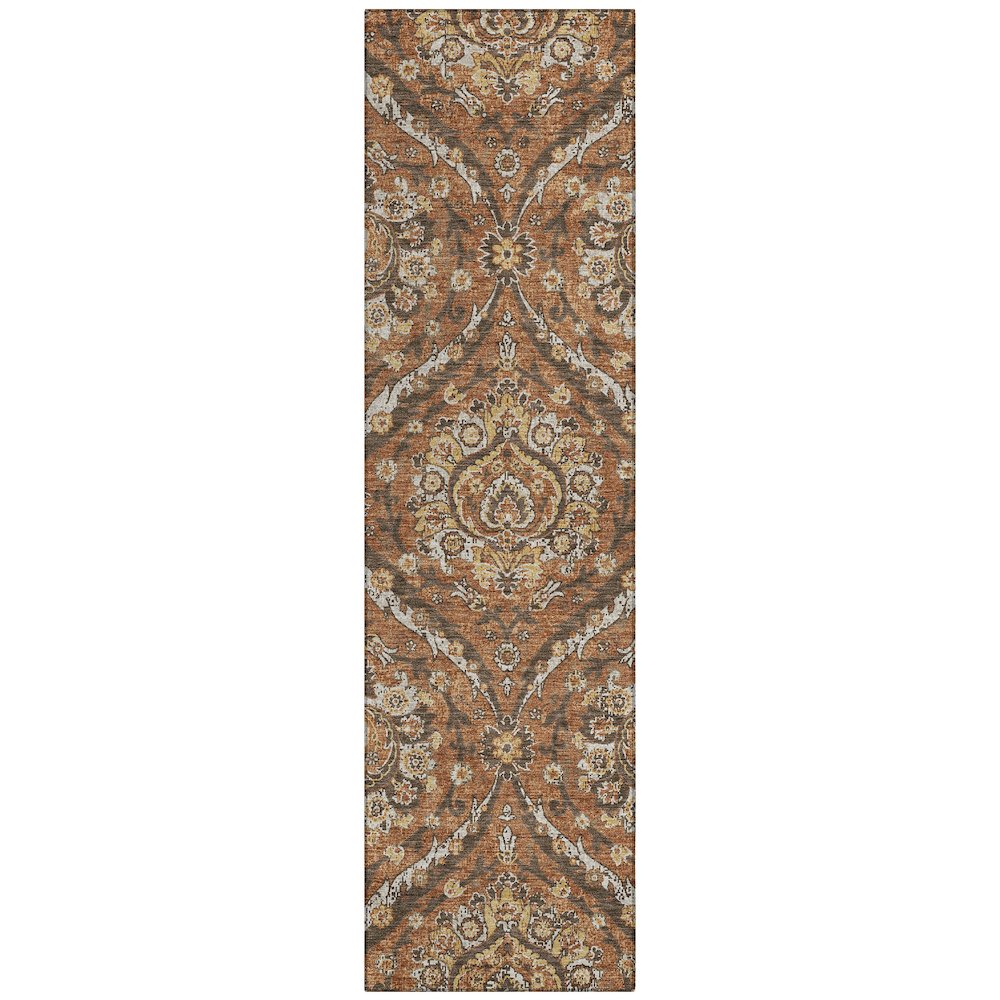 Machine Washable Indoor/Outdoor Chantille ACN2703 Orange 2'3" x 7'6" Runner Rug. Picture 1