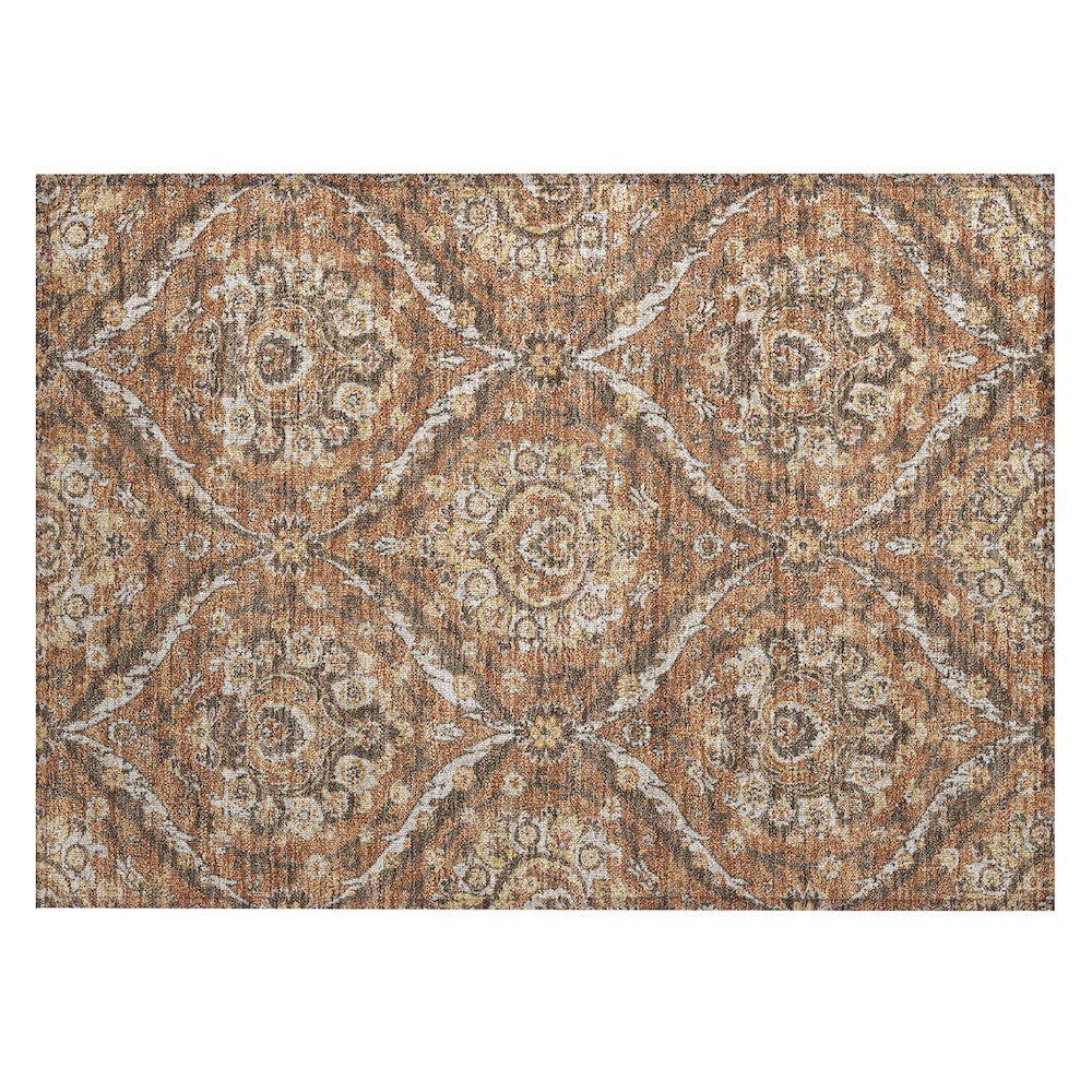 Machine Washable Indoor/Outdoor Chantille ACN2703 Orange 1'8" x 2'6" Rug. Picture 1