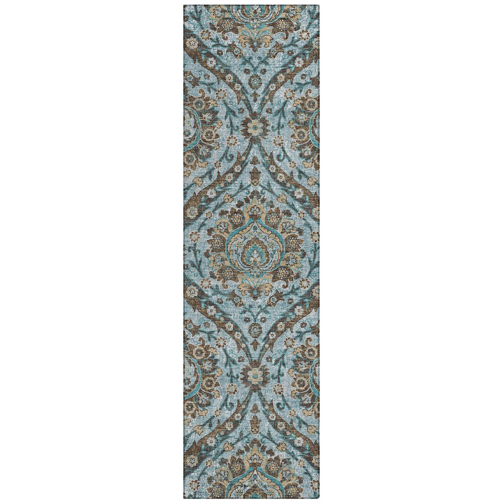 Machine Washable Indoor/Outdoor Chantille ACN2703 Teal 2'3" x 7'6" Runner Rug. Picture 1