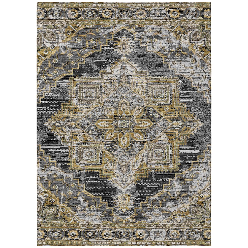 Machine Washable Indoor/Outdoor Chantille ACN2704 Black 2'6" x 3'10" Rug. Picture 1
