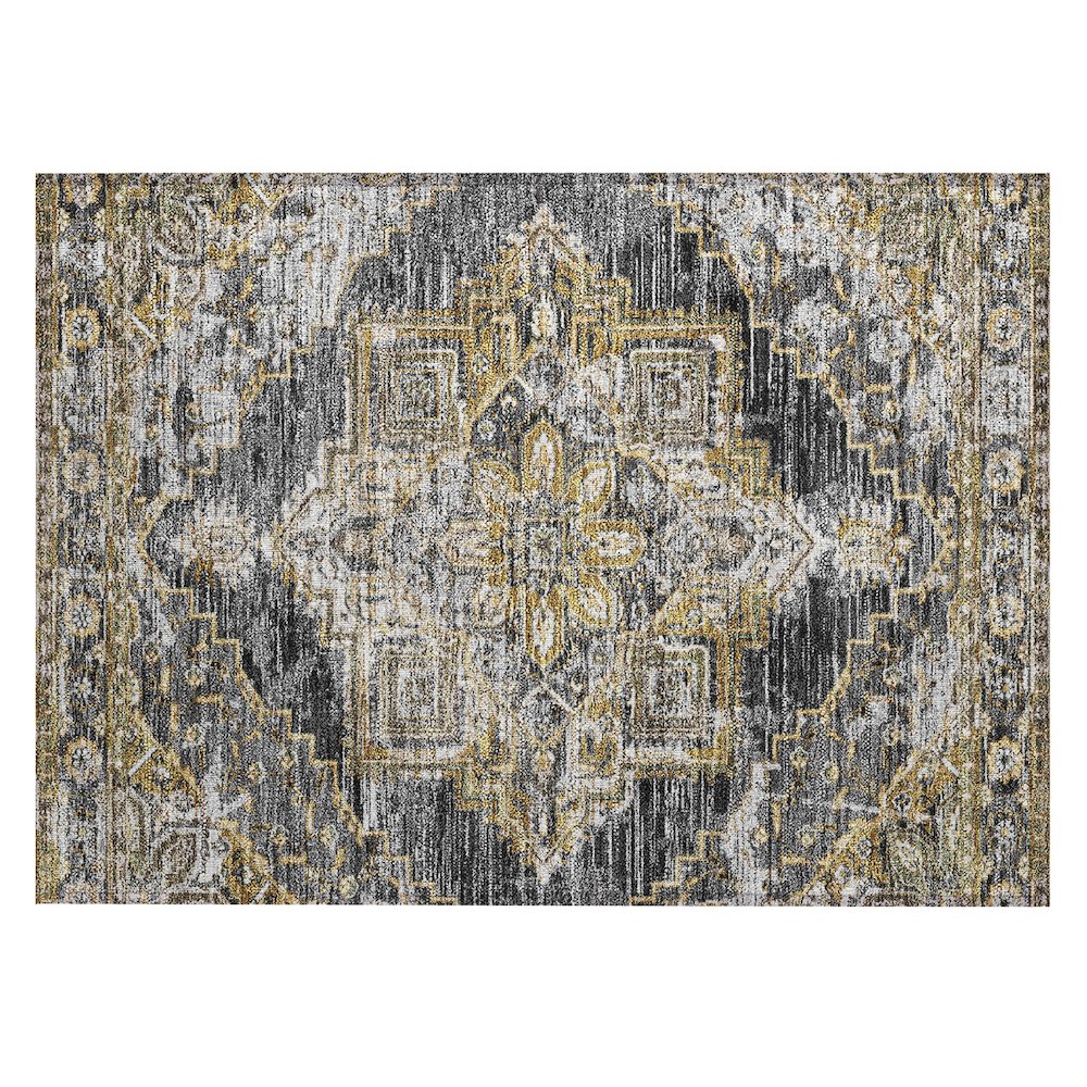 Machine Washable Indoor/Outdoor Chantille ACN2704 Black 1'8" x 2'6" Rug. Picture 1