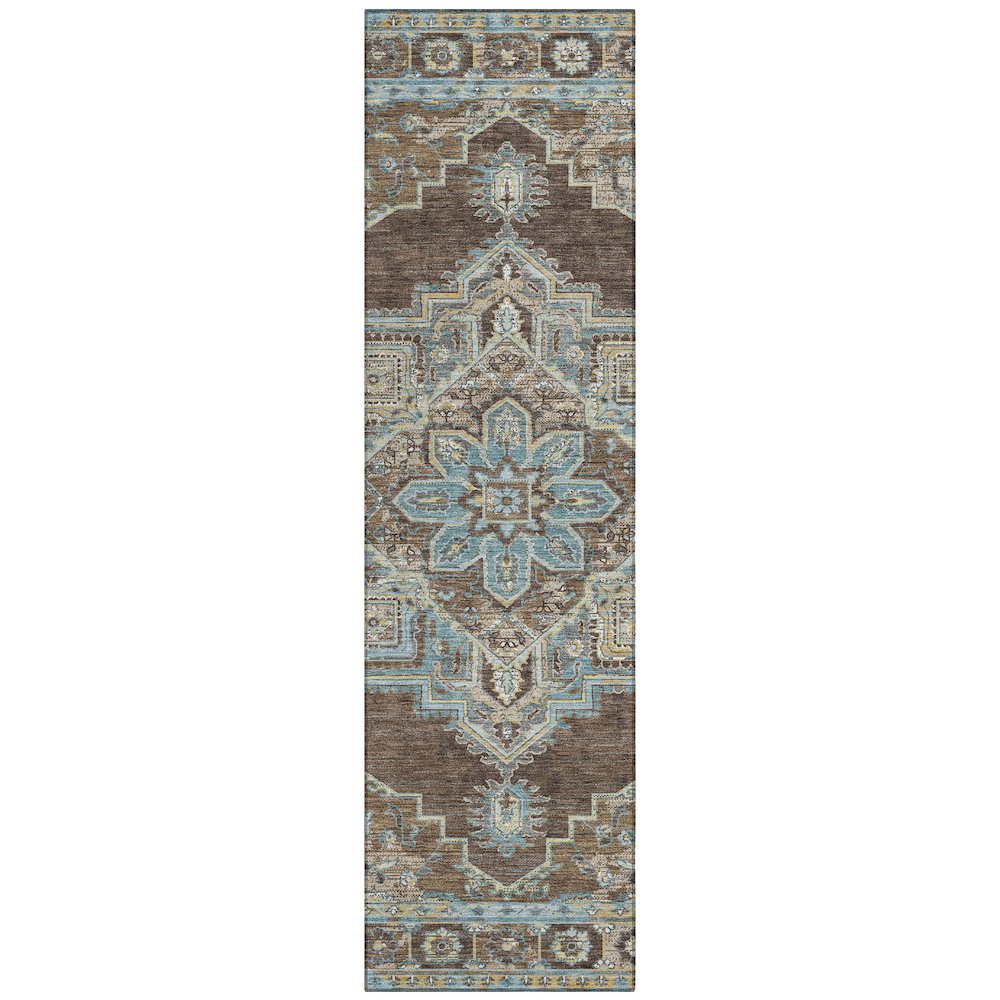 Machine Washable Indoor/Outdoor Chantille ACN2704 Brown 2'3" x 7'6" Runner Rug. Picture 1