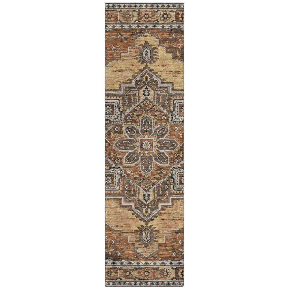 Machine Washable Indoor/Outdoor Chantille ACN2704 Orange 2'3" x 7'6" Runner Rug. Picture 1