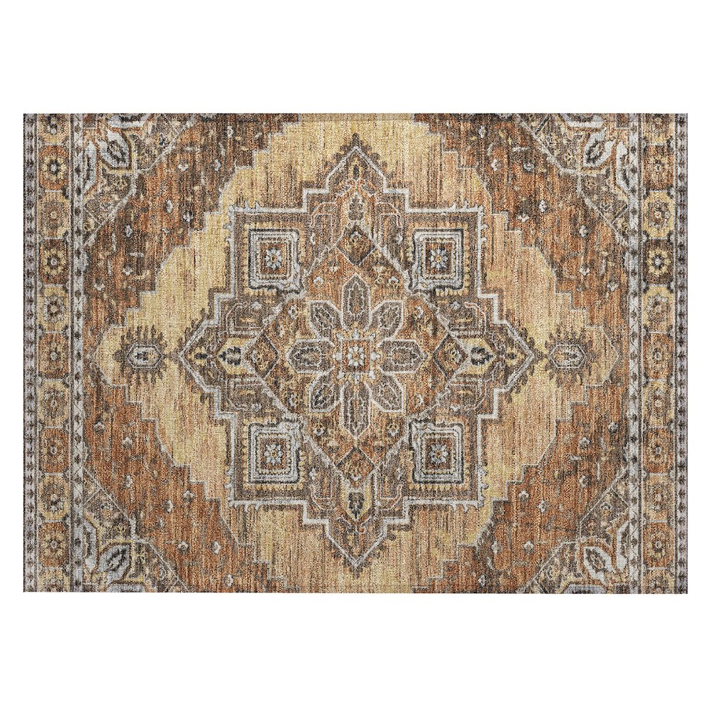 Machine Washable Indoor/Outdoor Chantille ACN2704 Orange 1'8" x 2'6" Rug. Picture 1