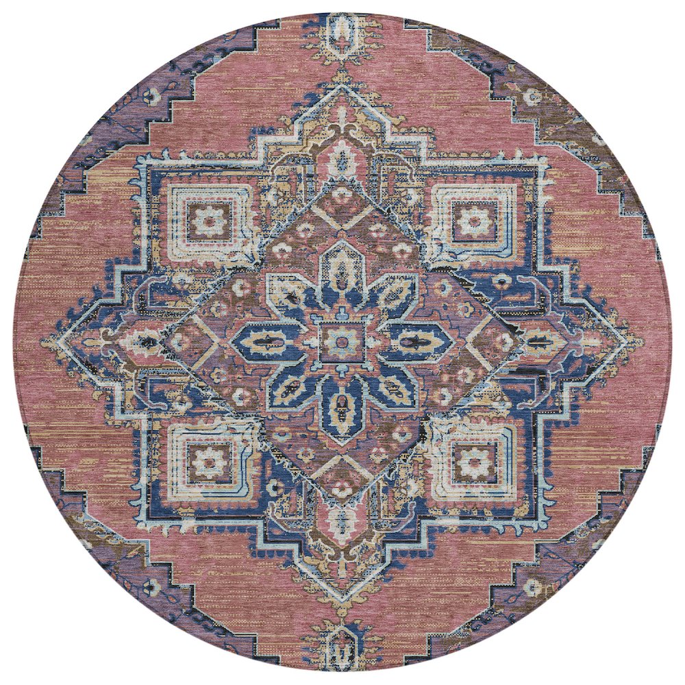 Machine Washable Indoor/Outdoor Chantille ACN2704 Red 8' x 8' Round Rug. Picture 1