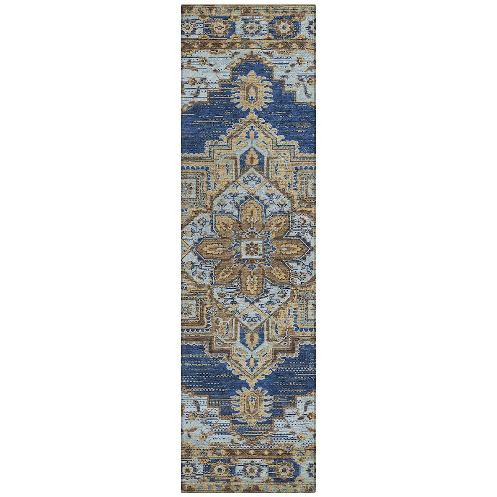 Machine Washable Indoor/Outdoor Chantille ACN2704 Blue 2'3" x 7'6" Runner Rug. Picture 1