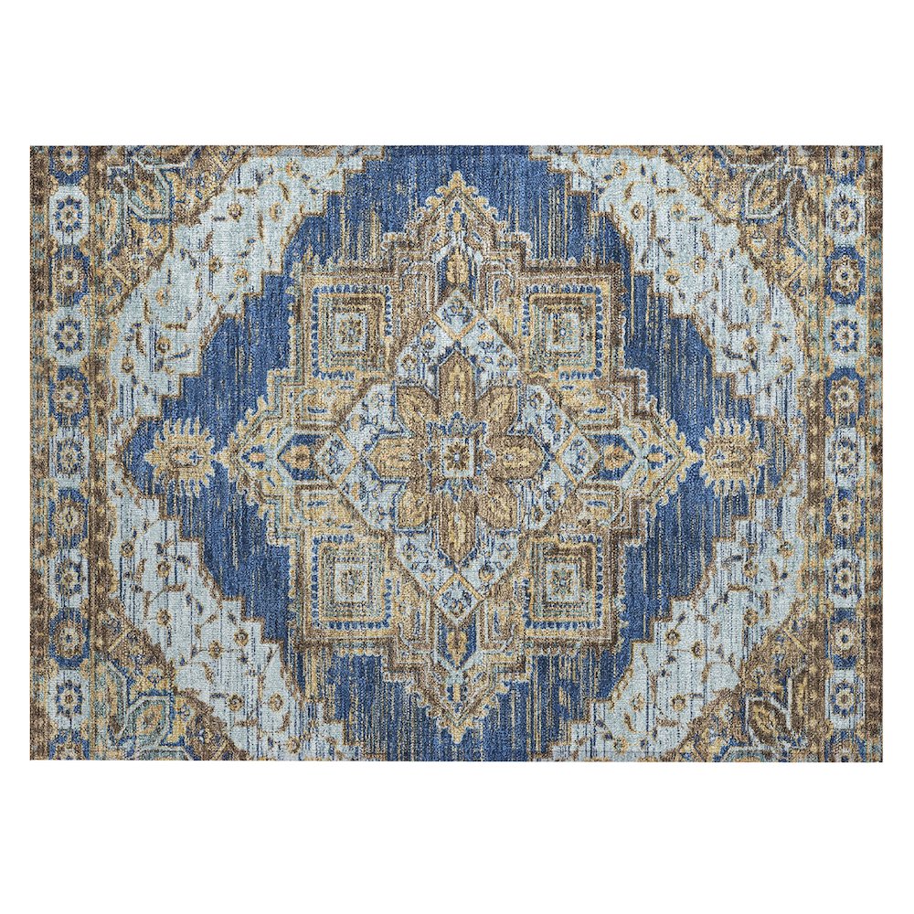 Machine Washable Indoor/Outdoor Chantille ACN2704 Blue 1'8" x 2'6" Rug. Picture 1