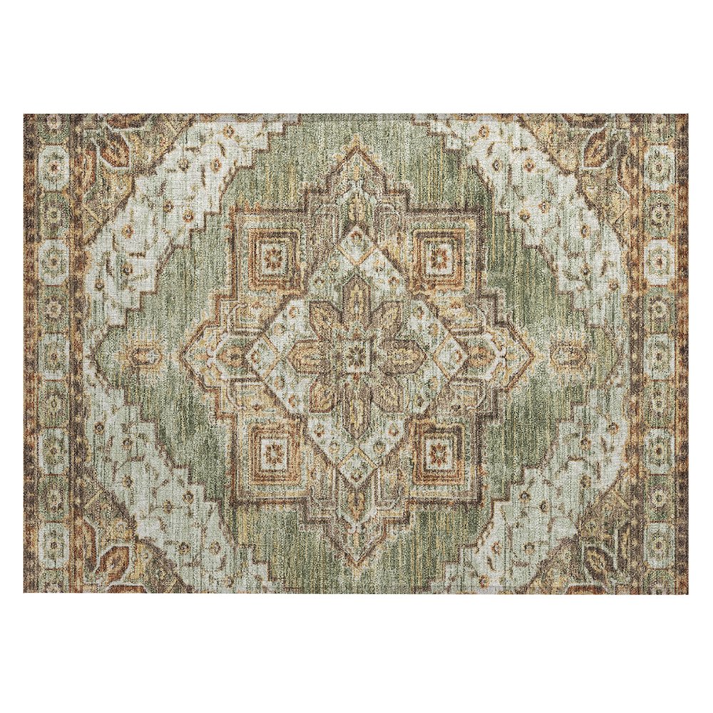 Machine Washable Indoor/Outdoor Chantille ACN2704 Green 1'8" x 2'6" Rug. Picture 1