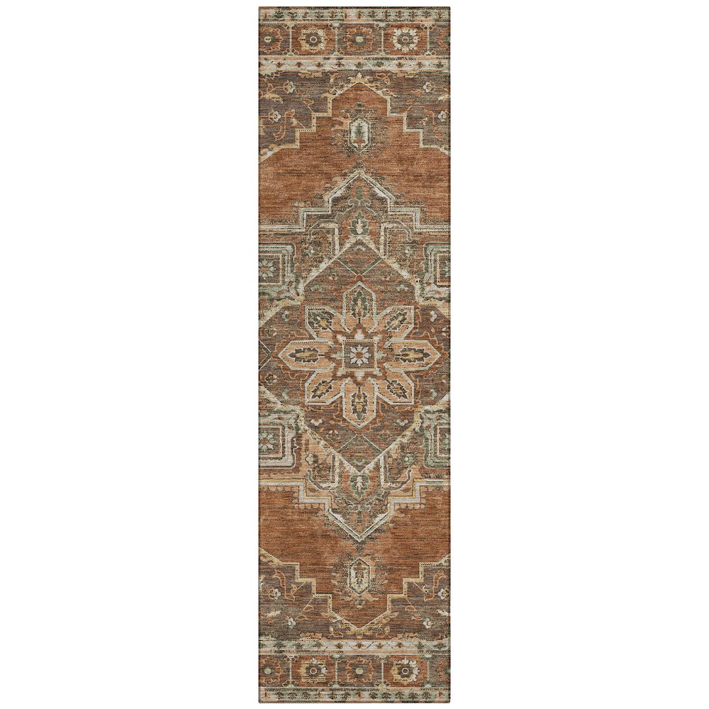 Machine Washable Indoor/Outdoor Chantille ACN2704 Orange 2'3" x 7'6" Runner Rug. Picture 1