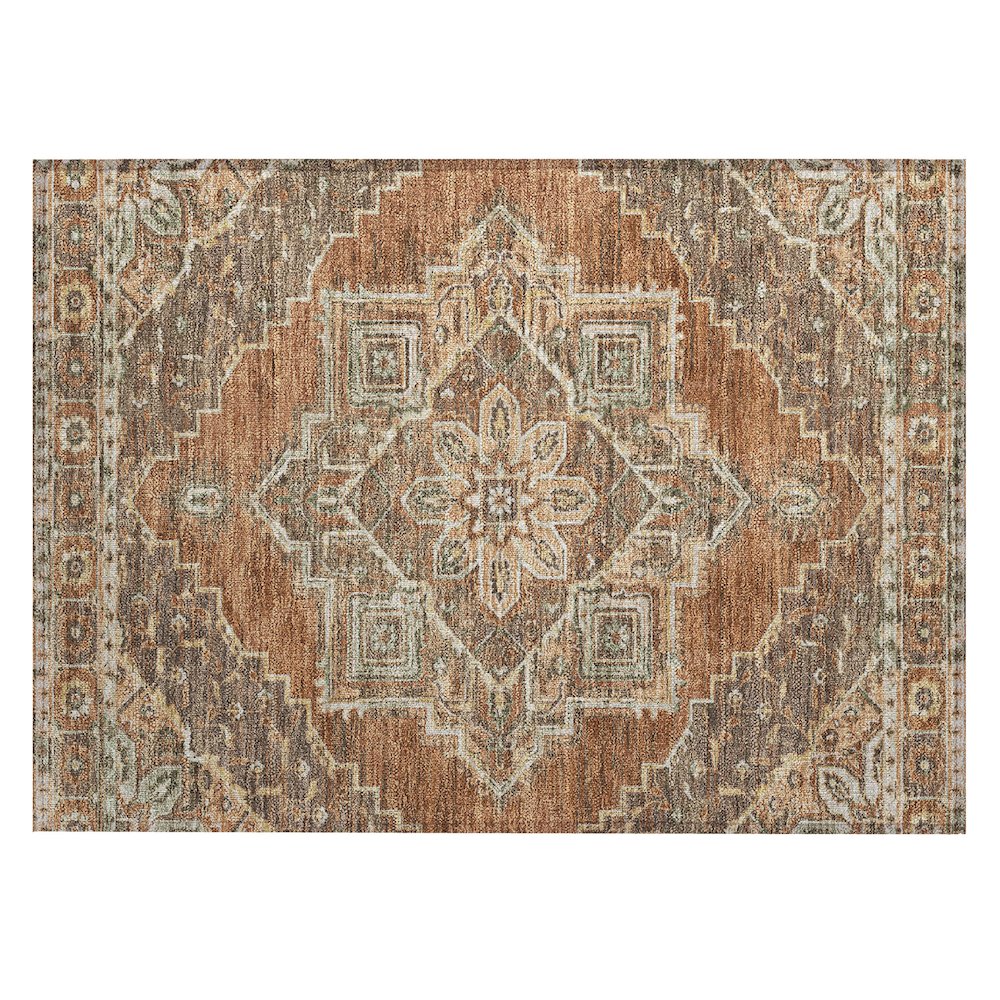 Machine Washable Indoor/Outdoor Chantille ACN2704 Orange 1'8" x 2'6" Rug. Picture 1