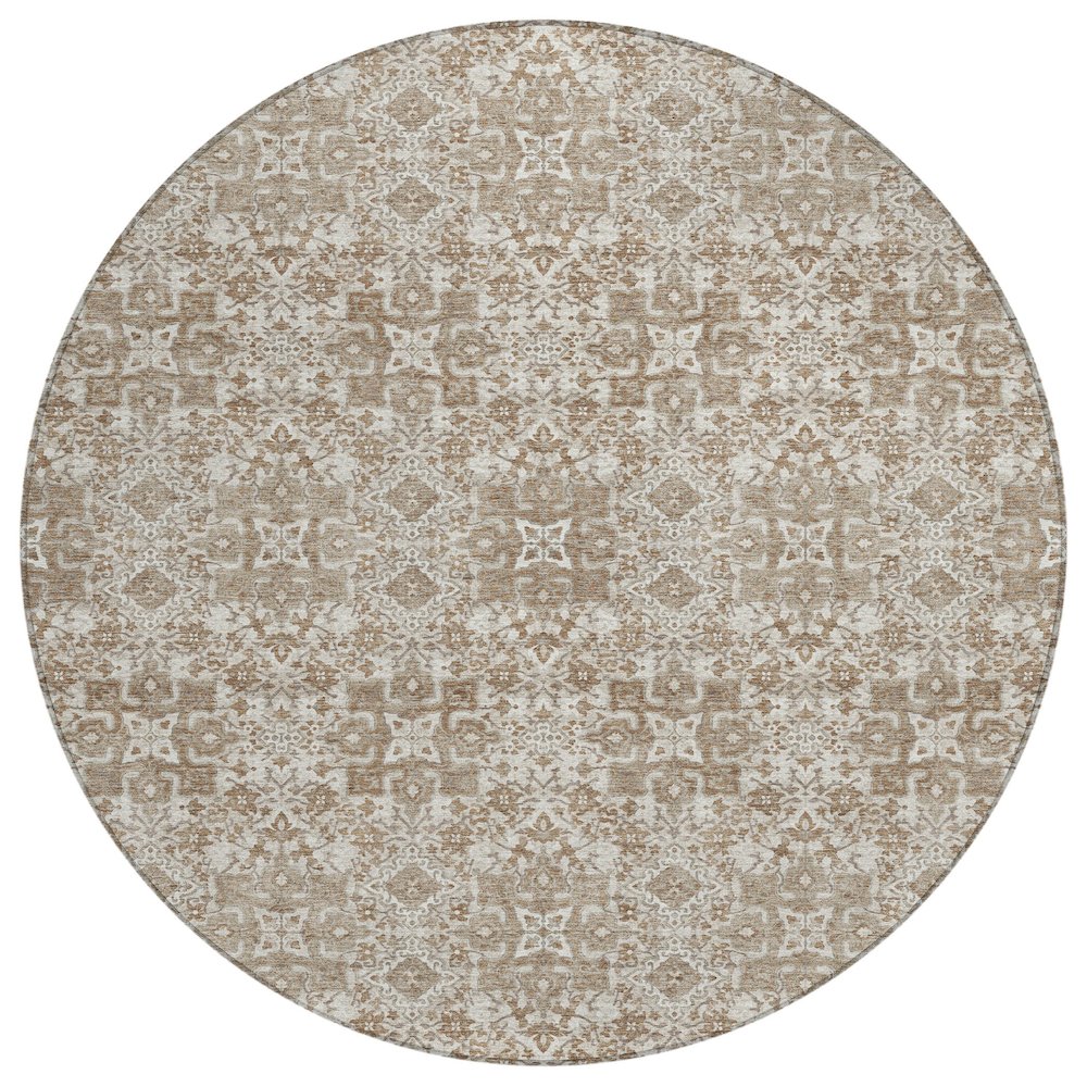 Machine Washable Indoor/Outdoor Chantille ACN2705 Brown 8' x 8' Round Rug. Picture 1