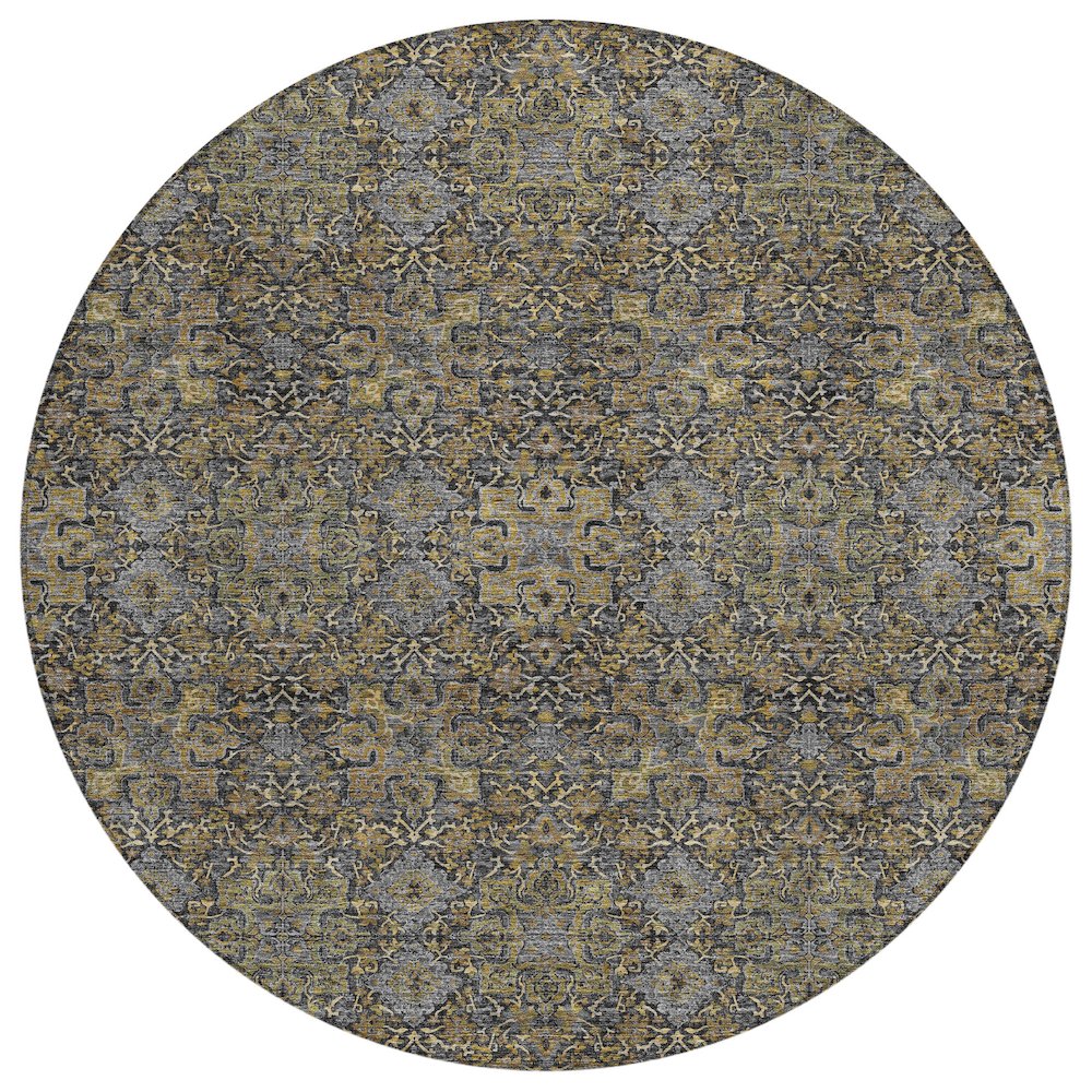 Machine Washable Indoor/Outdoor Chantille ACN2705 Black 8' x 8' Round Rug. Picture 1