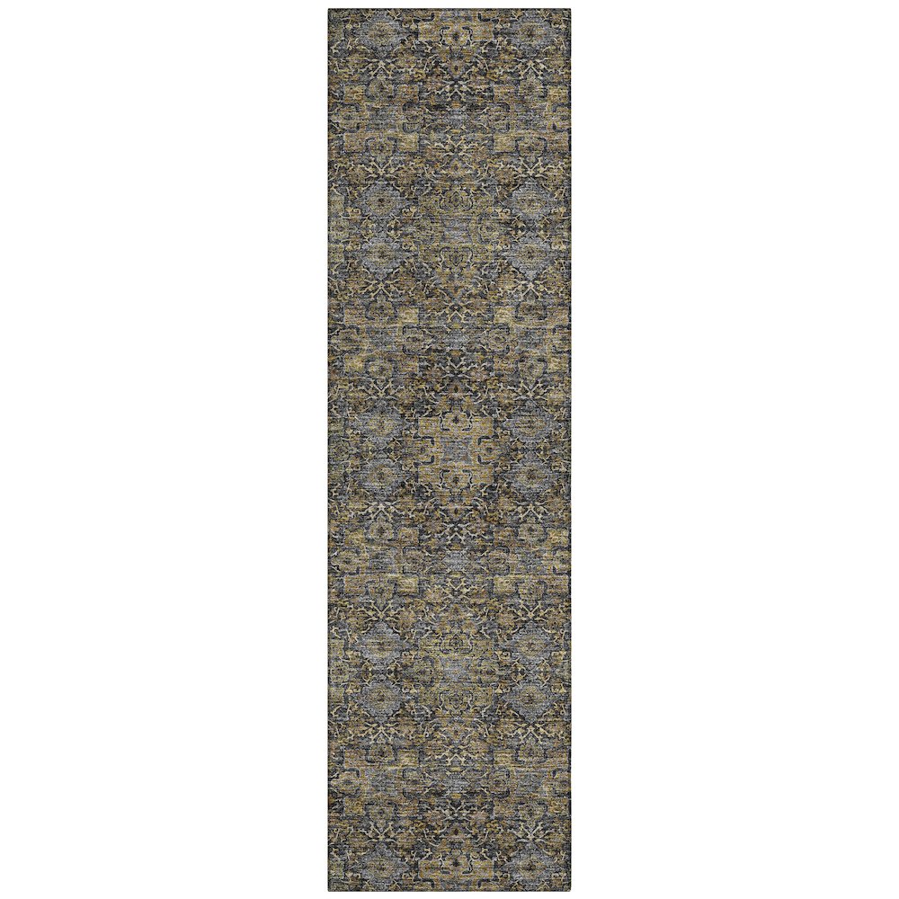 Machine Washable Indoor/Outdoor Chantille ACN2705 Black 2'3" x 7'6" Runner Rug. Picture 1