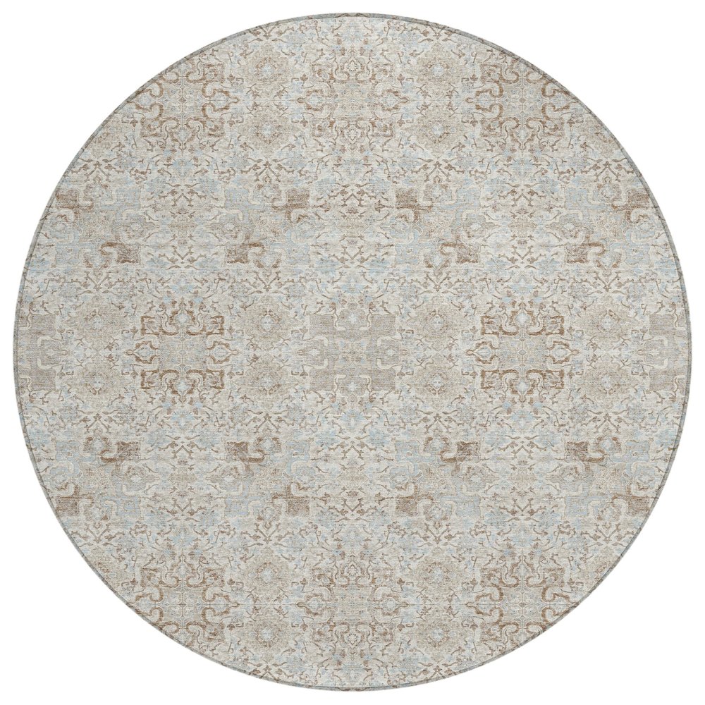 Machine Washable Indoor/Outdoor Chantille ACN2705 Ivory 8' x 8' Round Rug. Picture 1