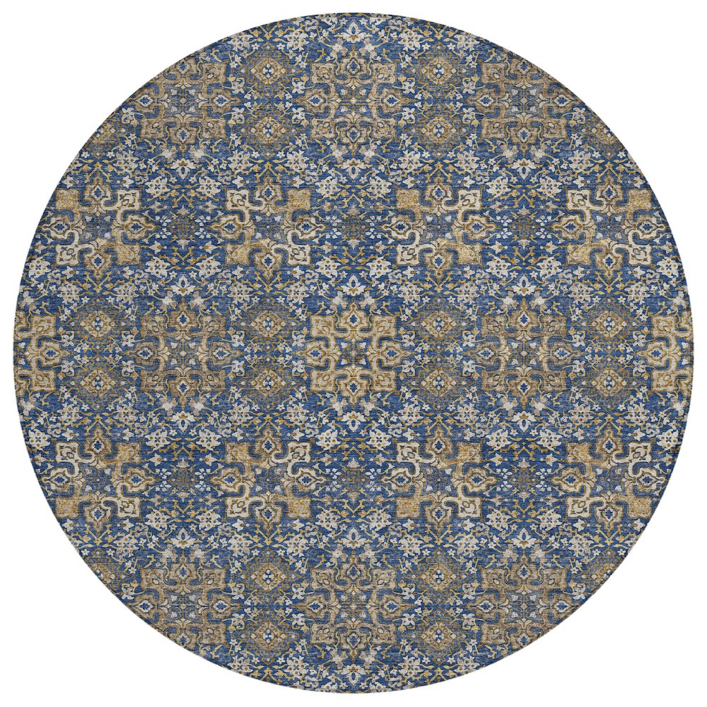 Machine Washable Indoor/Outdoor Chantille ACN2705 Blue 8' x 8' Round Rug. Picture 1